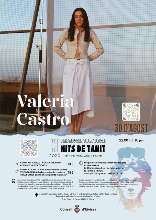 XII FESTIVAL CULTURAL NITS DE TANIT 2026 - VALERIA CASTRO- 30 D'AGOST
