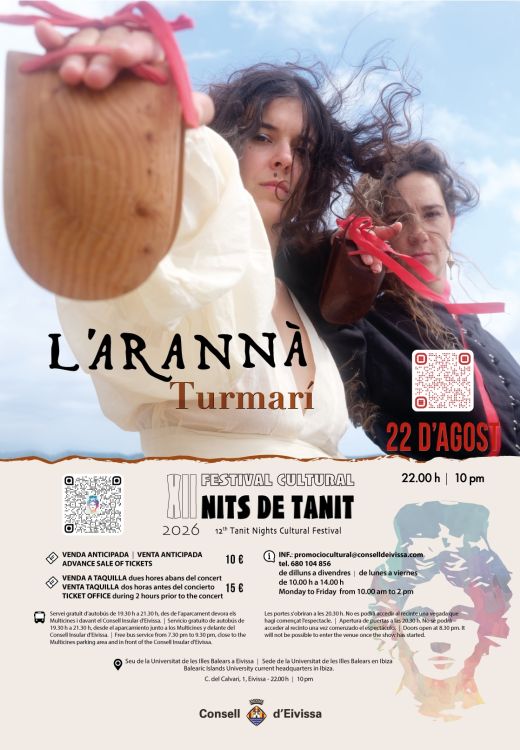 XII FESTIVAL CULTURAL NITS DE TANIT 2026 - L'ARANNÀ TURMARÍ - 22 D'AGOST