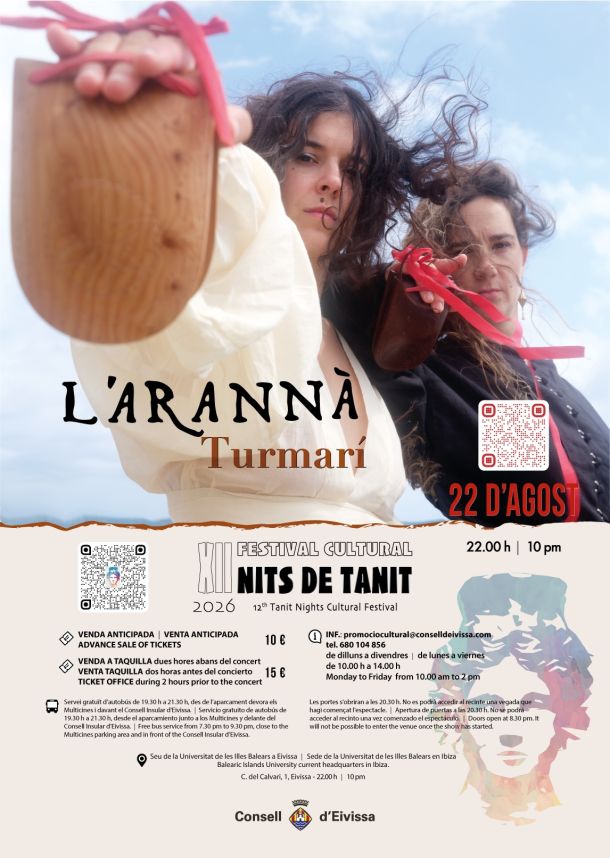 XII FESTIVAL CULTURAL NITS DE TANIT 2026 - L'ARANNÀ TURMARÍ - 22 D'AGOST