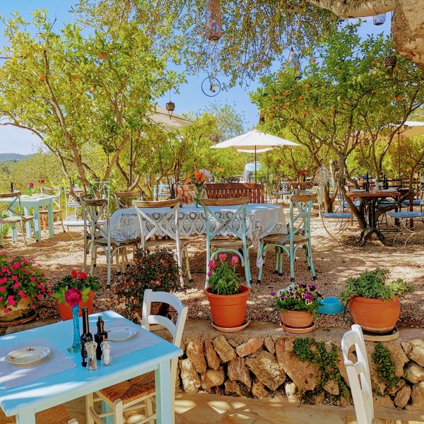 Jardín de un restaurante en Ibiza